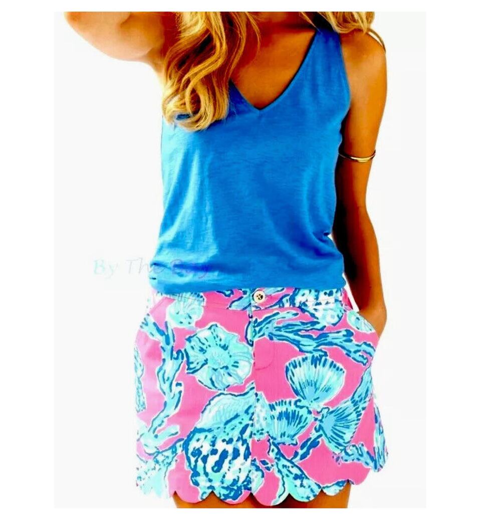 Lilly Pulitzer Collette Scallop Hem Pink Sea Skort Size 0